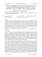Influence of management commitment and organizational structure on application of ERP system & its impact on quality of accounting information: A survey in Vietnamese telecommunication
