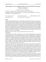 Determinants of tax compliance behaviour under the self assessment scheme in Nigeria