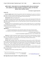 Kiến thức, thái độ của người bệnh đối với sự giáo dục sức khoẻ của điều dưỡng tại khoa y học cổ truyền Bệnh viện Thống Nhất