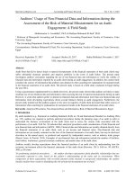 Auditors’ usage of non financial data and information during the assessment of the risk of material misstatement for an audit engagement: A field study