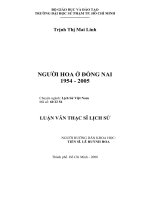 Luận văn Thạc sĩ Lịch sử: Người Hoa ở Đồng Nai 1954 - 2005