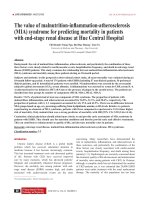 The value of malnutrition-inflammation-atherosclerosis (MIA) syndrome for predicting mortality in patients with end-stage renal disease at Hue Central Hospital