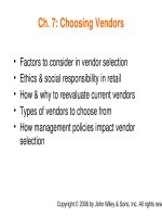 Lecture Management of retail buying – Chapter 7: Choosing vendors