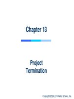 Lecture Project management: A managerial approach – Chapter 13: Project termination
