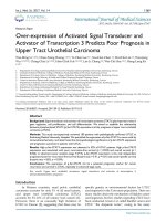 Over expression of activated signal transducer and activator of transcription 3 predicts poor prognosis in upper tract urothelial carcinoma