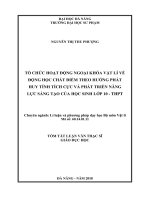 Tổ chức hoạt động ngoại khóa vật lí về động học chất điểm theo hướng phát huy tính tích cực và phát triển năng lực sáng tạo của học sinh lớp 10- THPT