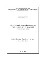 Luận văn thạc sĩ Quản lý văn hóa: Xây dựng đời sống văn hóa cơ sở trên địa bàn huyện Hoành Bồ, tỉnh Quảng Ninh