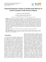 Financial statement analysis to predict stock returns of listed consumer goods firms in Nigeria