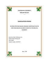 FACTORS AFFECTING ENGLISH SPEAKING COMPETENCE FOR THE FIRST YEAR ENGLISH MAJORED STUDENTS AT THUONG MAI UNIVERSITY 