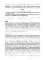 The effect of Activity-Based Costing (ABC) on managing the efficiency of performance in Jordanian manufacturing corporations – an analytical study