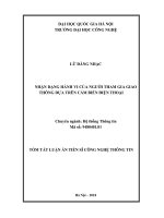 Tóm tắt Luận án Tiến sĩ Công nghệ thông tin: Nhận dạng hành vi của người tham gia giao thông dựa trên cảm biến điện thoại