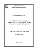 Tóm tắt luận văn Thạc sĩ Kế toán: Hoàn thiện công tác lập dự toán chi thường xuyên ngân sách sự nghiệp giáo dục của thành phố Đà Nẵng