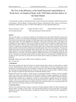 The test of the efficiency of the Saudi financial capital markets at weak form: An empirical study of the TASI index and sub indices of the Saudi market