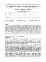 The nexus between Corporate Social Responsibility Disclosure and Financial Performance: Evidence from the listed banks, finance and insurance companies in Sri Lanka