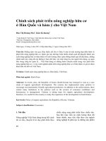 Chính sách phát triển nông nghiệp hữu cơ ở Hàn Quốc và hàm ý cho Việt Nam