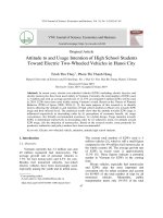 Attitude to and usage intention of high school students toward electric two-wheeled vehicles in Hanoi city