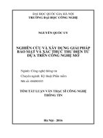 Tóm tắt Luận văn Thạc sĩ Công nghệ thông tin: Nghiên cứu và xây dựng giải pháp bảo mật và xác thực thư điện tử dựa trên công nghệ mở