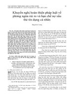Khuyến nghị hoàn thiện pháp luật về phòng ngừa rủi ro và hạn chế nợ xấu thẻ tín dụng cá nhân