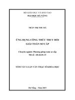 Tóm tắt luận văn Thạc sĩ Khoa học: Ứng dụng công thức truy hồi giải toán sơ cấp