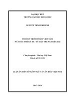 Luận án Tiến sĩ Ngôn ngữ và Văn hóa Việt Nam: Truyện trinh thám Việt Nam nửa đầu thế kỷ XX - từ đặc trưng thể loại