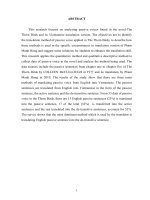 A study on translation methods of passive voice from english into vietnamese in the thorn birds 