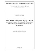 Luận án tiến sĩ Hóa học: Tổng hợp, đặc trưng tính chất xúc tác acid trên cơ sở carbon từ sinh khối và graphene oxide ứng dụng cho phản ứng este hóa acid lactic