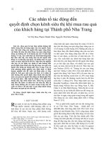 Các nhân tố tác động đến quyết định chọn kênh siêu thị khi mua rau quả của khách hàng tại Thành phố Nha Trang