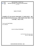 Luận văn Thạc sĩ Sinh học: Nghiên cứu đa dạng sinh học và sinh thái họ Quao (Bignoniaceae juss. 1789) trong hệ thực vật Nam bộ - Việt Nam