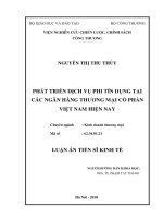 Luận án tiến sĩ Kinh tế: Phát triển dịch vụ phi tín dụng tại các Ngân hàng thương mại cổ phần Việt Nam hiện nay
