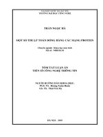 Tóm tắt Luận văn Tiến sĩ Hệ thống thông tin: Một số thuật toán dóng hàng các mạng protein