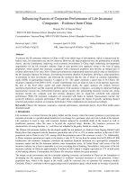 Influencing factors of corporate performance of life insurance companies – evidence from China