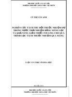 Luận văn Thạc sĩ Khoa học: Nghiên cứu tách thu hồi thuốc nhuộm dư trong nước thải nhuộm bằng màng lọc và khả năng giảm thiểu fouling cho quá trình lọc tách thuốc nhuộm qua màng