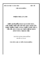 Tóm tắt Luận án Tiến sĩ Dinh dưỡng: Hiệu quả kiểm soát glucose máu, cải thiện một số chỉ tiêu hóa sinh của thực phẩm chức năng chiết xuất từ lá vối-ổi-sen (VOSCAP) trên bệnh nhân ĐTĐ type 2