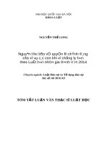 Tóm tắt luận văn Thạc sĩ Luật học: Nguyên tắc bảo vệ quyền lợi chính đáng của vợ và các con khi vợ chồng ly hôn theo luật Hôn nhân gia đình năm 2014