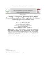 Kinh nghiệm phát triển đặc khu kinh tế biên giới của Thái Lan và một số hàm ý chính sách đối với Việt Nam trong phát triển khu kinh tế cửa khẩu