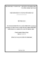 Tóm tắt Luận án tiến sĩ Sinh học: Đa dạng di truyền của loài Chim yến Aerodramus fuciphagus ở Việt Nam và một số đặc điểm sinh học, sinh thái của Chim yến làm tổ trong nhà