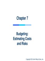 Lecture Project management: A managerial approach – Chapter 7: Budgeting: estimating costs and risks
