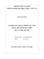 Tóm tắt Luận án Tiến sĩ Văn học: Văn học đàng trong thế kỷ XVII-XVIII trong tiến trình phát triển của văn học dân tộc