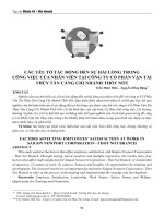 Các yếu tố tác động đến sự hài lòng trong công việc của nhân viên tại Công ty cổ phần Vận tải thủy Tân Cảng chi nhánh Thốt Nốt