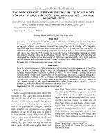 Tác động của các Hiệp định Thương mại tự do (FTA) đến vốn đầu tư trực tiếp nước ngoài (FDI) tại Việt Nam giai đoạn 2005-2017