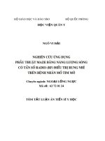 Tóm tắt Luận án Tiến sĩ Y học: Nghiên cứu ứng dụng phẫu thuật Maze bằng năng lượng sóng có tần số radio (RF) điều trị rung nhĩ trên bệnh nhân mổ tim mở