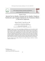 Chất lượng dịch vụ nội bộ, chất lượng dịch vụ bên ngoài, sự hài lòng của nhân viên và sự hài lòng của khách hàng đối với các khách sạn tại Việt Nam: Nghiên cứu lý thuyết và đề xuất khung