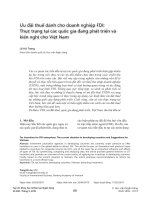 Ưu đãi thuế dành cho doanh nghiệp FDI: Thực trạng tại các quốc gia đang phát triển và kiến nghị cho Việt Nam