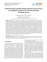 Profit warning announcements and the security prices of companies listed on the nairobi securities exchange, Kenya