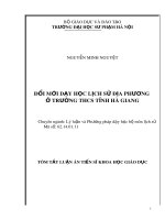 Tóm tắt Luận án Tiến sĩ Khoa học giáo dục: Đổi mới dạy học lịch sử địa phương ở trường trung học cơ sở tỉnh Hà Giang