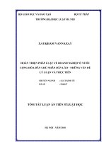Tóm tắt Luận án Tiến sĩ Luật học: Hoàn thiện pháp luật về doanh nghiệp ở nước cộng hòa dân chủ nhân dân Lào - Những vấn đề luận và thực tiễn