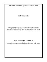Tóm tắt Luận án Tiến sĩ chuyên ngành Lịch sử Đảng Cộng sản Việt Nam: Đảng bộ tỉnh Quảng Bình lãnh đạo thực hiện nhiệm vụ hậu phương từ năm 1964 đến năm 1975