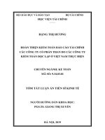 Tóm tắt Luận án tiến sĩ Kinh tế: Hoàn thiện kiểm toán Báo cáo tài chính các công ty cổ phần than do các công ty kiểm toán độc lập ở Việt Nam thực hiện