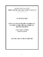 Tóm tắt Luận án Tiến sĩ Triết học: Công tác tôn giáo ở Việt Nam hiện nay - lý luận và thực tiễn (Qua khảo sát tại tỉnh Ninh Bình)