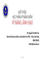 Bài giảng Kỹ năng lãnh đạo: Giới thiệu học phần kỹ mềm - ThS. Nguyễn Thị Minh Thu